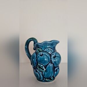 Vintage INARCO Indigo Blue Mood Pitcher/Creamer Embossed Fruit - Japan 1960 MCM